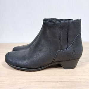 Abeo Melanie Black Low Heel Side Zip Leather Ankle Boots 49
